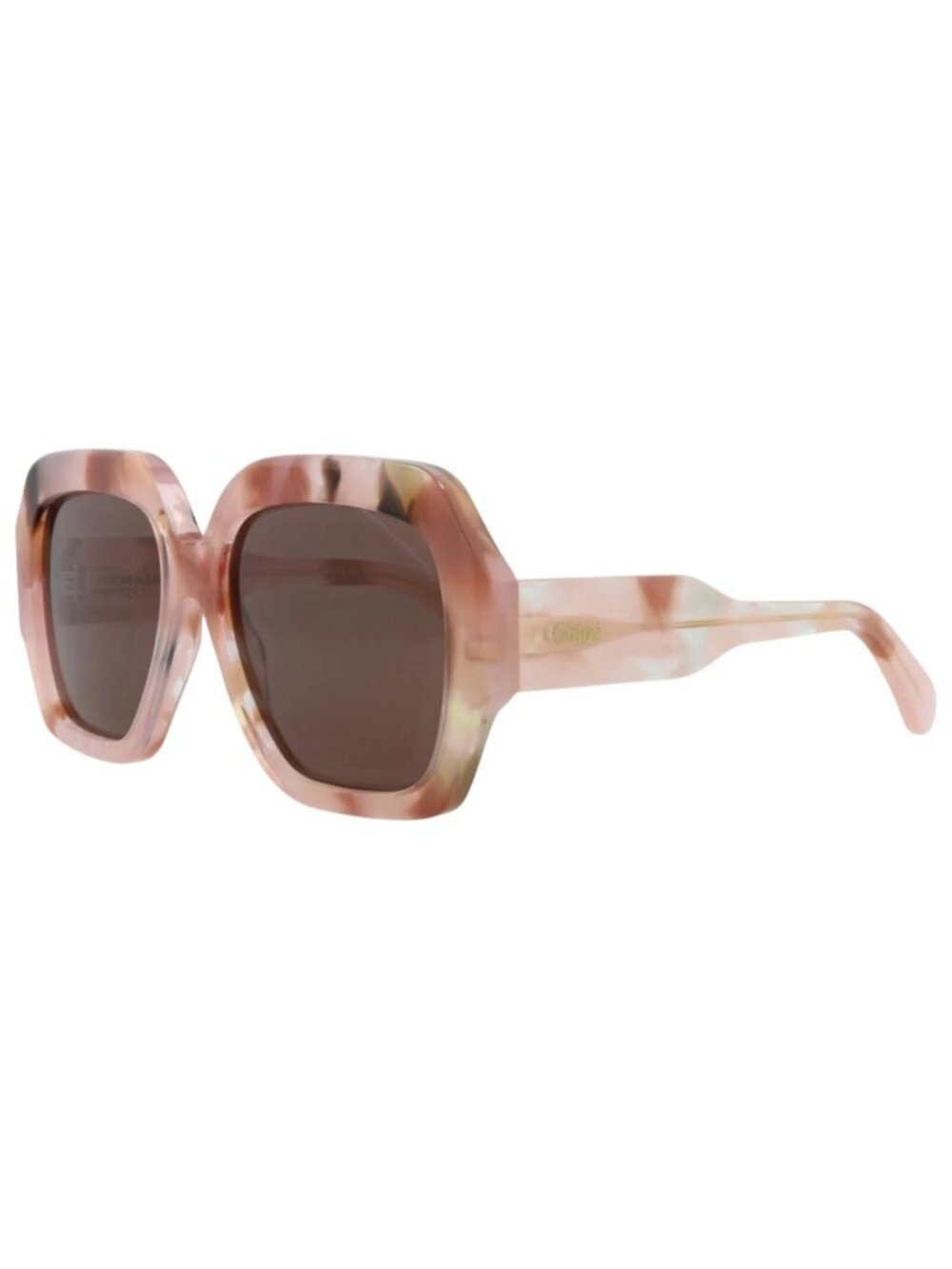 New Chloé Women's Sunglasses Square Rectangle Recycled Acetate Frame Pink Pink